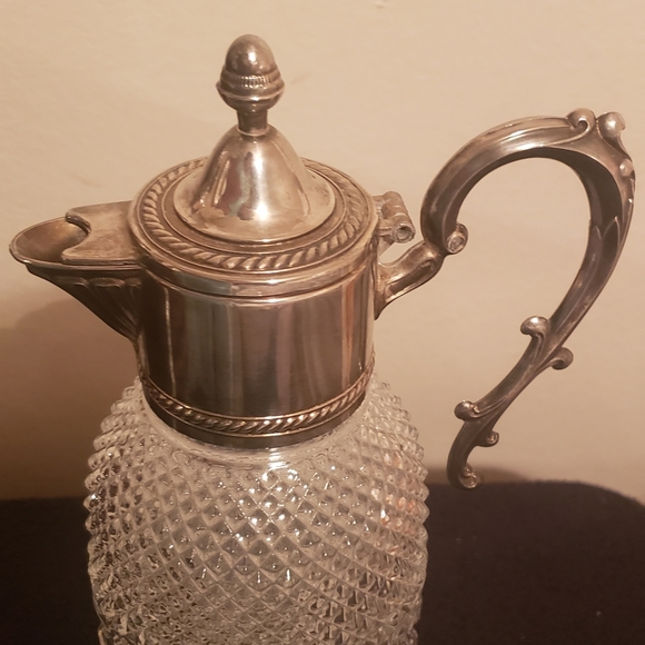 VTG 1920 Beautiful Diamond Cut Crystal Design Pitcher Decanter W Decorative... - Picture 2 of 10